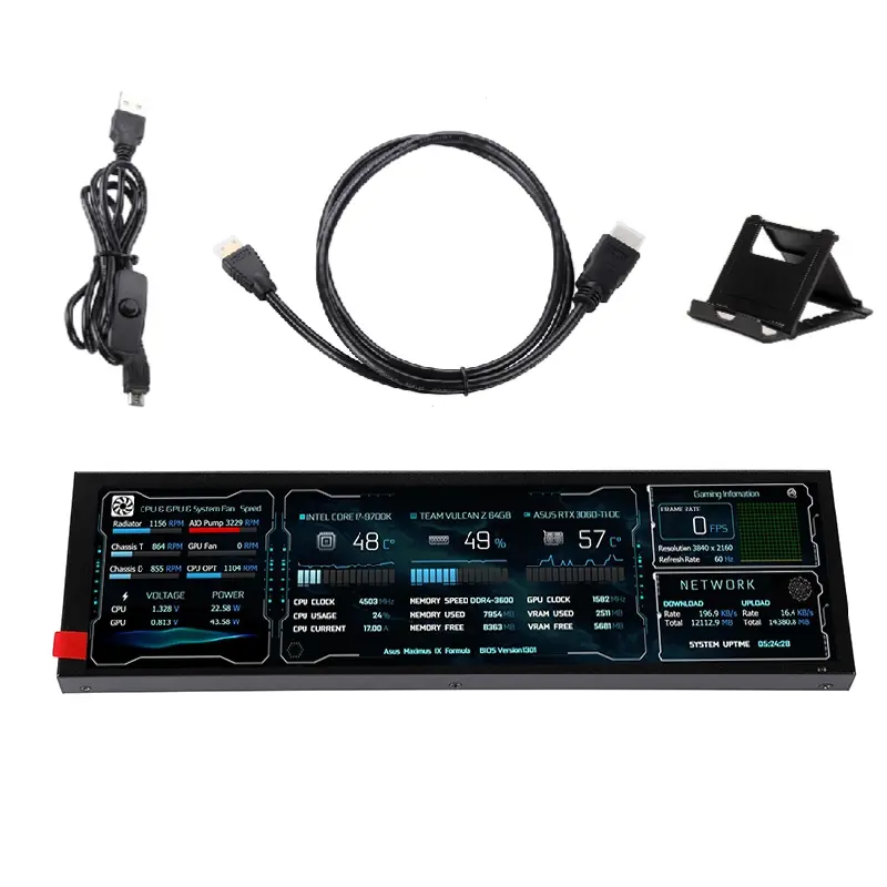 New 8.8 Inch Long Strip LCD Screen 1920*480 HD-MI Driver Board Secondary Monitor AIDA64 Sub Display CPU GPU SSD Information image 1