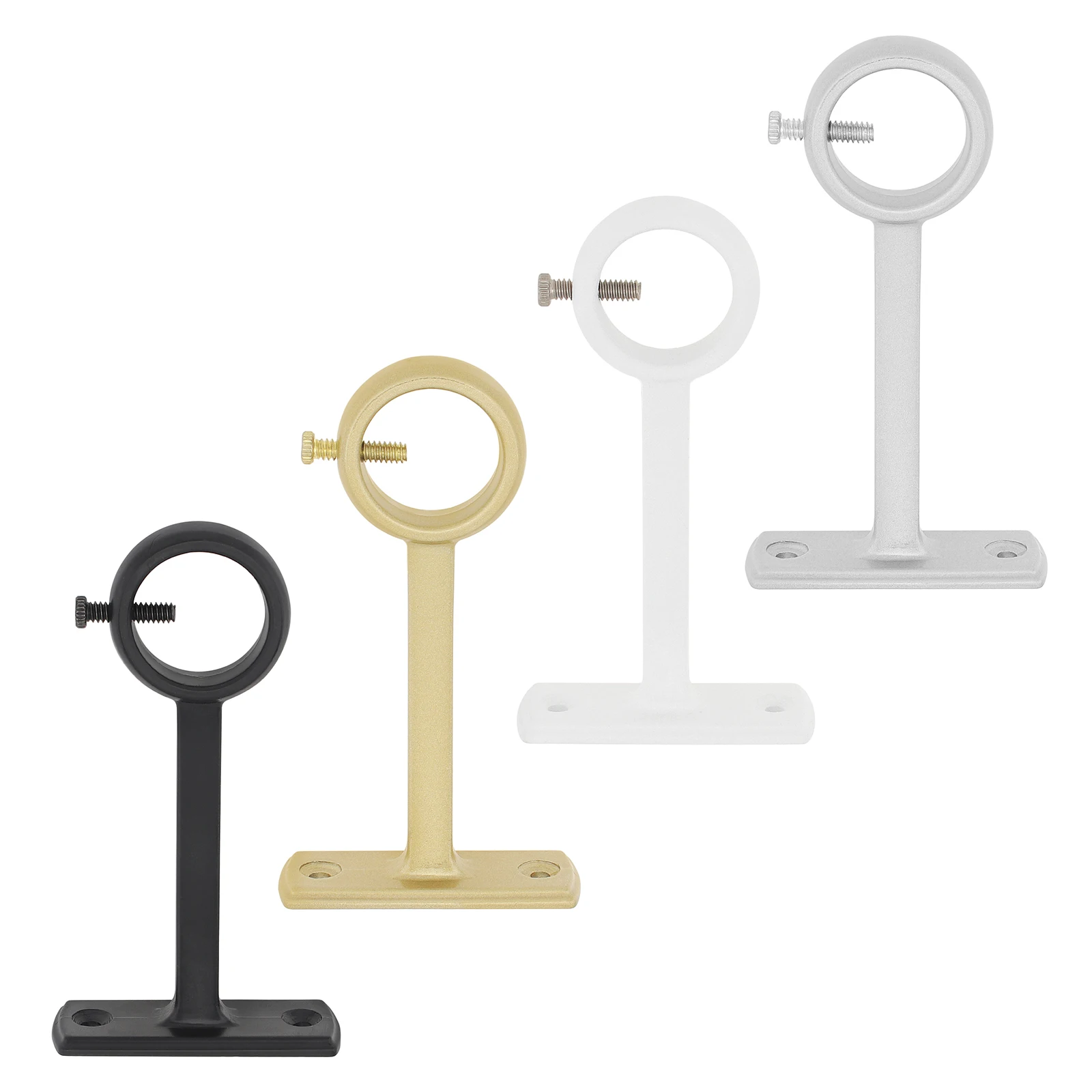 1pc Aluminum Alloy Single Hole Curtain Rod Bracket Socket Pole End Supports for Bedroom / Living Room with Adjustable Screw