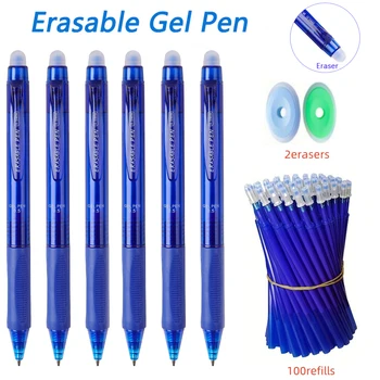 Press Erasable Gel Pen Set 0.5mm Black/Blue Washable Handle Erasable Magic Refills for Office School Writing Stationery Supplies 1