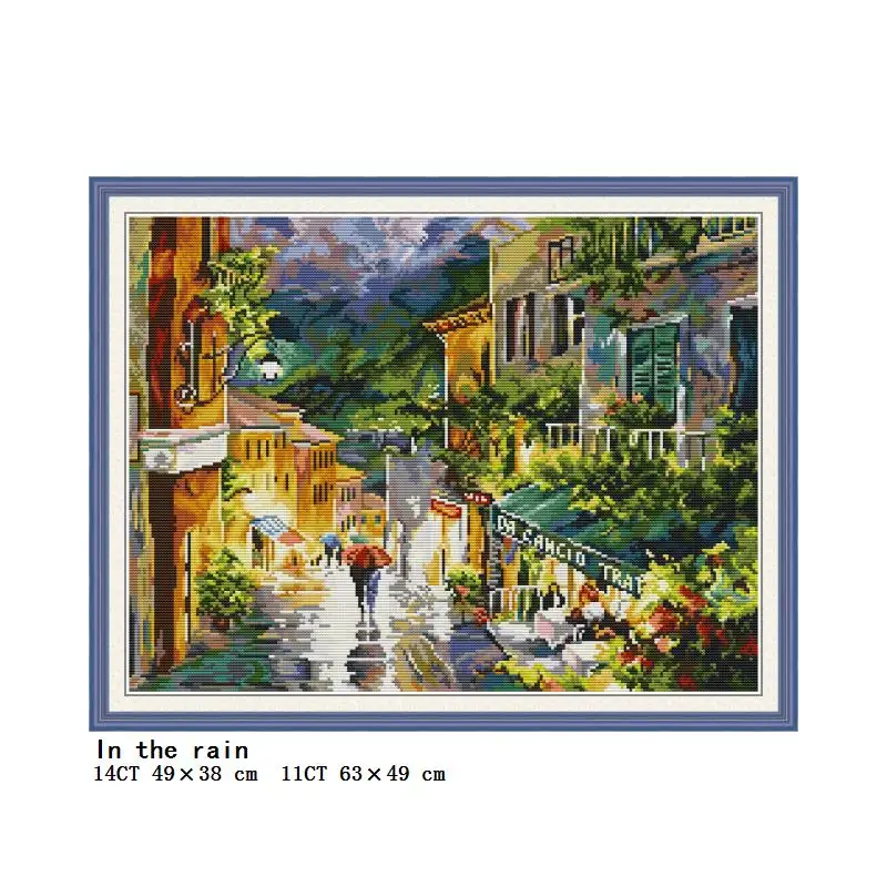 

joy sunday cross stitch kit Scenery in the rain11CT 14CT embroidery process printing stamping line room living room decoration