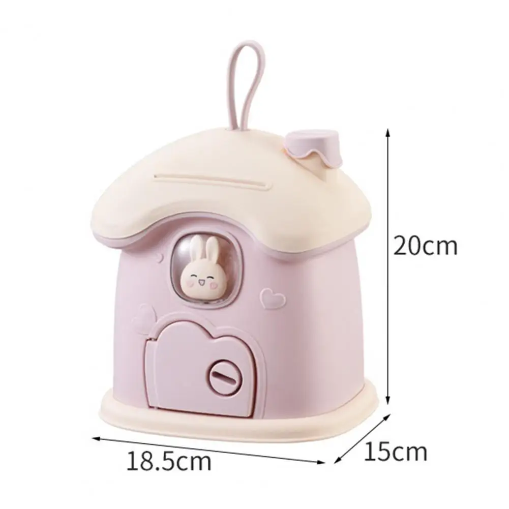 Children Piggy Bank Key Unlock Lovely Mushroom House Saving Pot Ornament Plastic Cartoon Money Saving Storage Box Birthday Gift 6