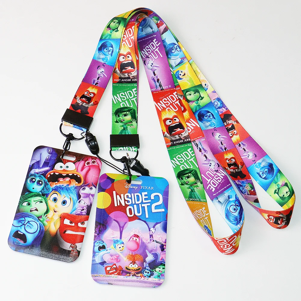 ID Card Holder Badge Holders Neck Strap Phone Rope with Keychain Lanyard for Disney Inside Out 2 card case holder