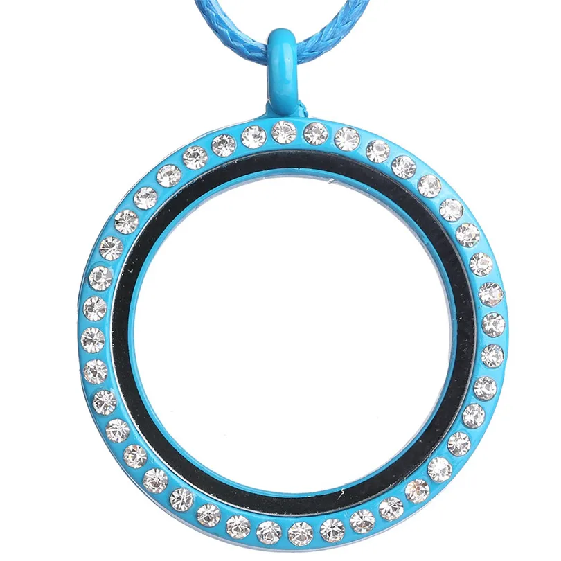 10PCS Plain Round Rhinestone Paint Finish Floating Locket Alloy Pendant Charm Jewelry DIY Making Necklace Keychain For Women Men