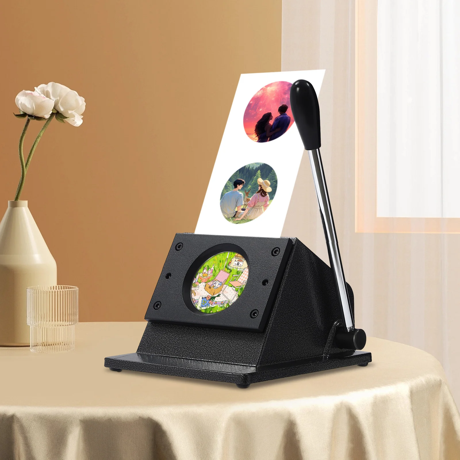 Manual Round Punch Die Cutter Graphic 58mm Badge/Button Maker Card Cutting Machine 1Pc New