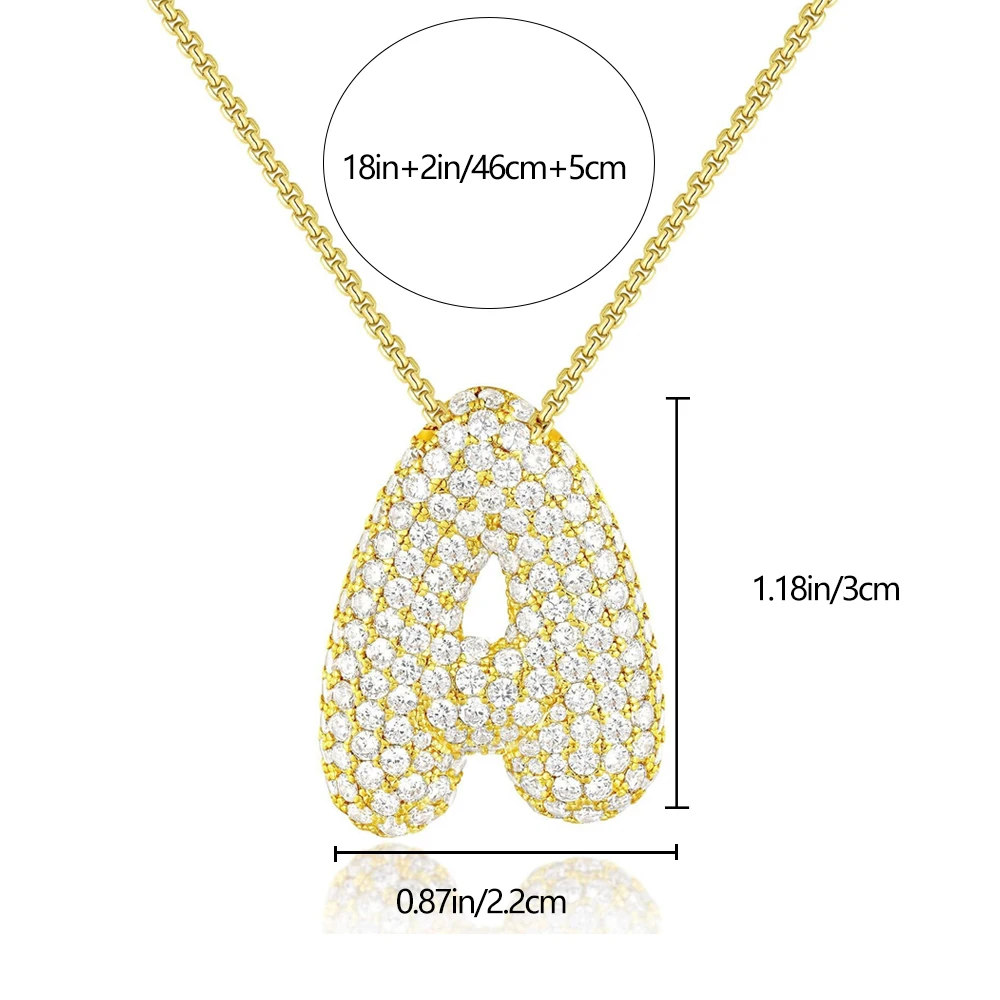 18K Gold Plated Chubby Alphabet Initial Necklace Box Chain Letter Choker Waterproof Sparkle Zircon Collar Jewelry Birthday Gifts