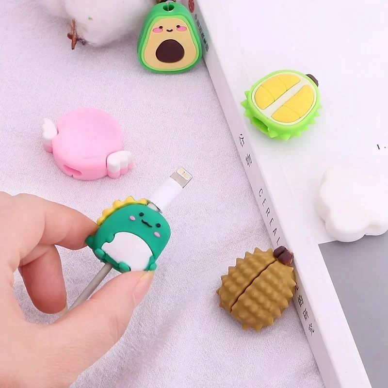 Dinosaur Avocado Fruit Charger Cable Winder Cartoon Data Line Cord