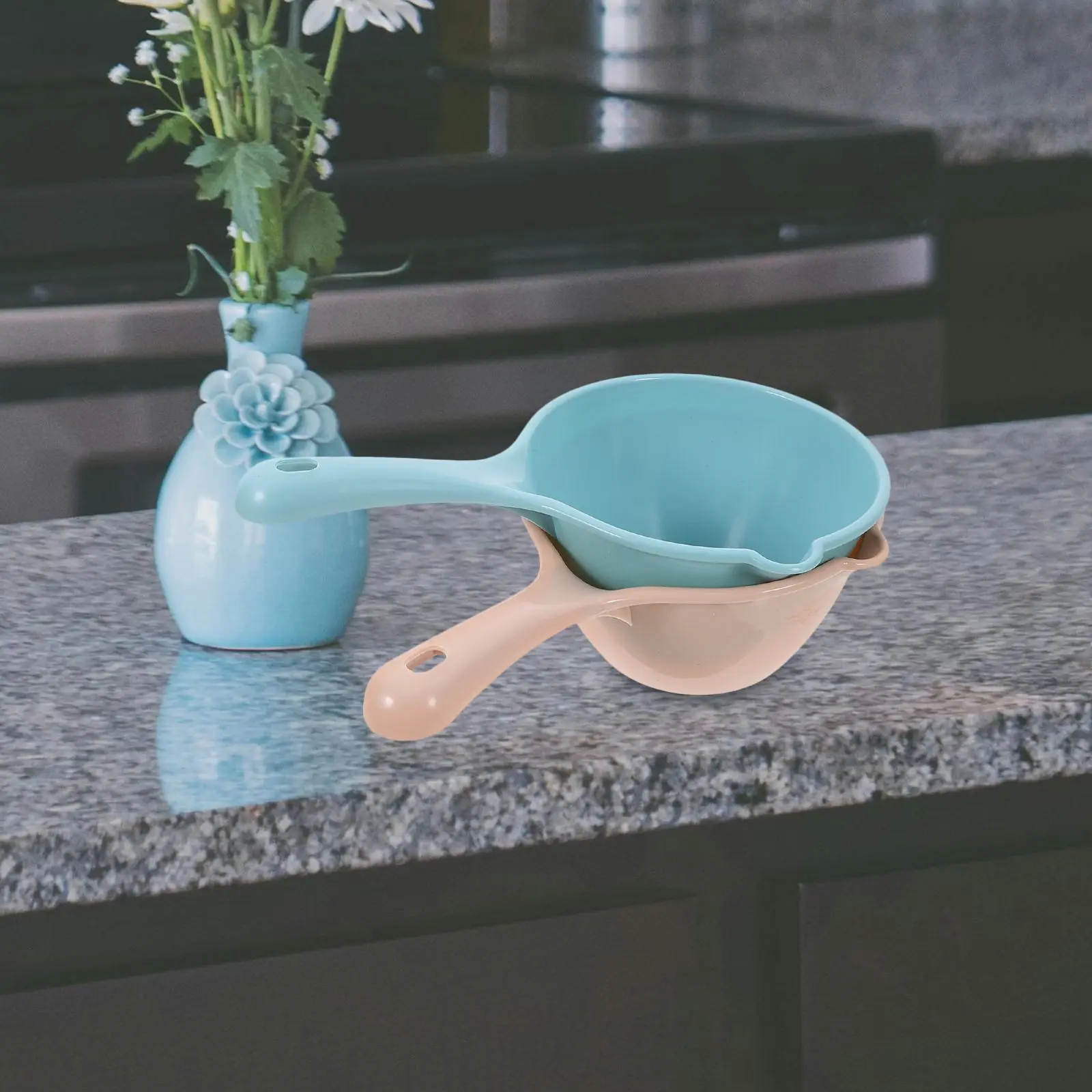 2 Pcs Multifunctional Plastic Water Spoon Bathroom Tool Kitchen Ladle Handle Watering Pp Dipper Flowers Child