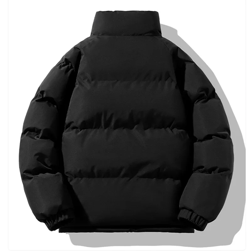 Cotton Jacket Parka Coat Parkas Coat Men Winter Thick Warm Parka Coat Fleece Inside Male Solid Color Stand Collar Cotton Jacket Men's Cotton Coat Size