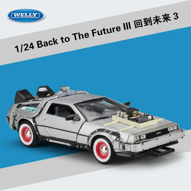 (박스형) Welly 1:24 Back To The Future 2 DMC-12 DeLorean 타임 머신 영화 준비 플레이어 1 플레이어 자동차 모델 선물 수집 장난감