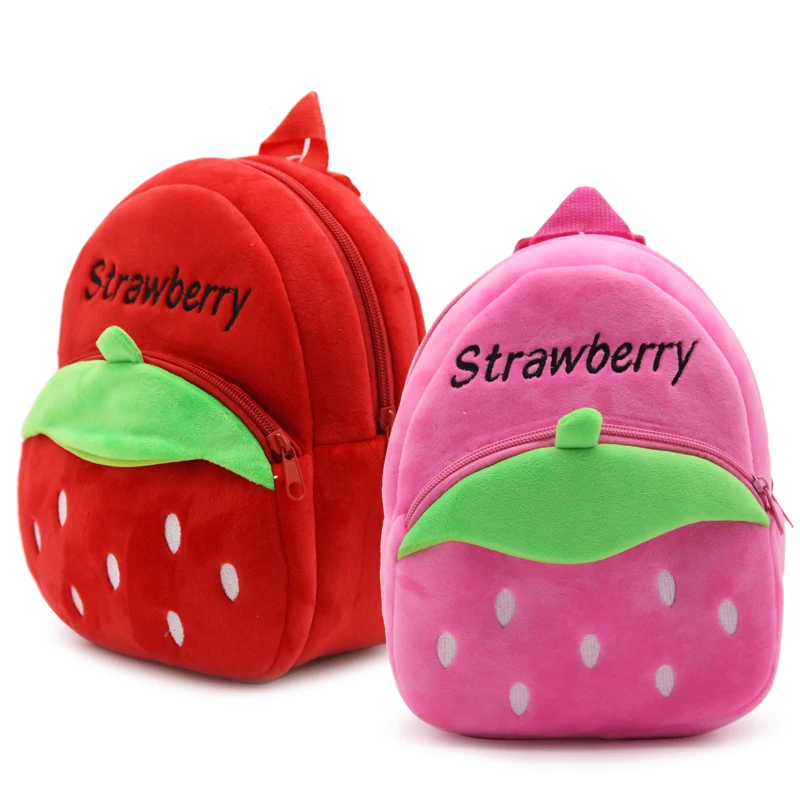 Kids Bag for Girls Kawaii Cartoon Red Strawberry School Bags Soft Plush Kindergarten Children Backpacks Book Bag Mochila Escolar 1