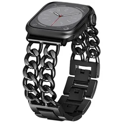 Premium Stainless Steel Apple Watch Link Bracelet Strap - 38mm 40mm 41mm (1 Black)