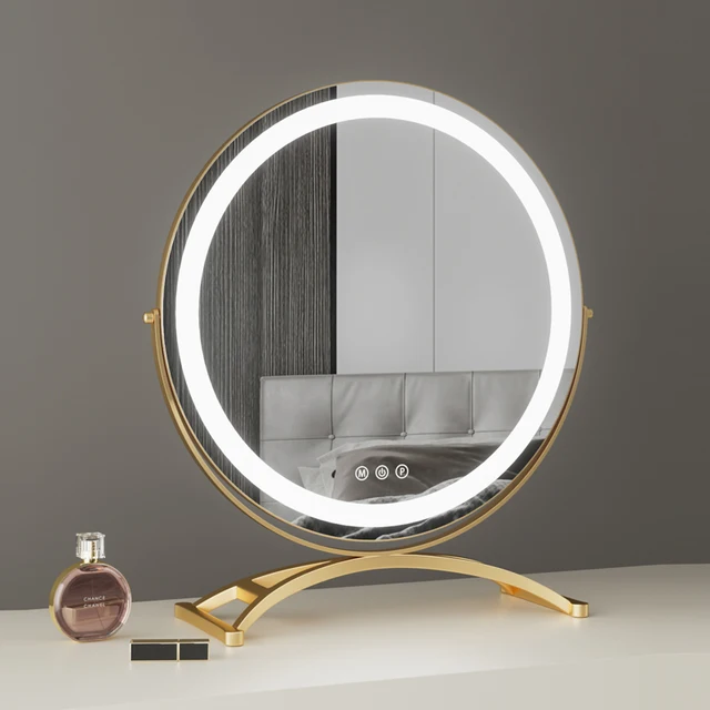 กระจกแต่งหน้าพร้อมโคมไฟตั้งโต๊ะบ้าน LED Dresser กระจกสมาร์ทห้องนอนพรีเมี่ยมกระจกความงาม INS 1