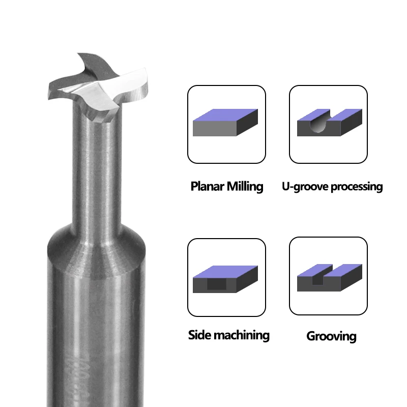 HAMPTON Fräser T-Nut-Schaftfräser für Metall Al Stahl Kupfer Bearbeitung 4/6/8/10/12 mm Wolframkarbid-Fräser CNC-Werkzeug