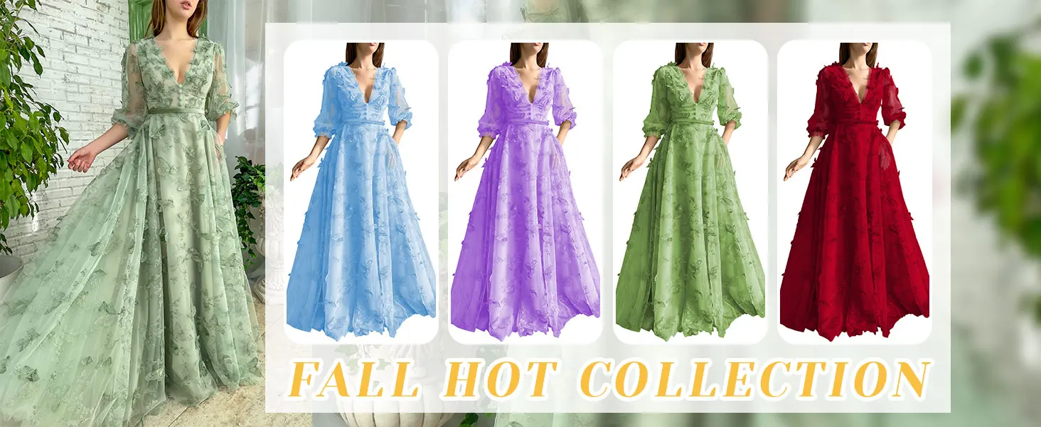 3D Butterfly Fairy Korsett V-Ausschnitt Ballkleider mit Ärmeln