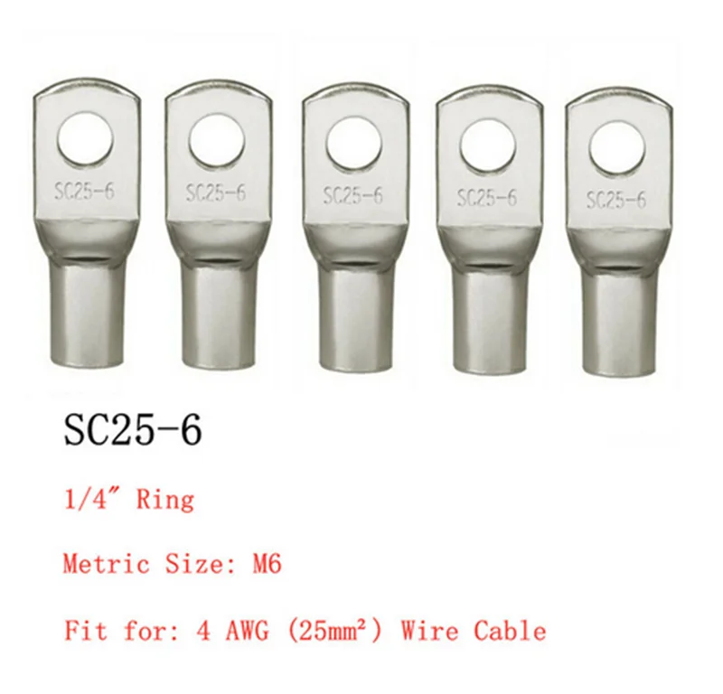 Copper Wire Lugs 20PCS 4-25mm Assortment Tinned Copper Lugs Ring Crimp Terminals Battery Wire Welding Cable Connectors Kit