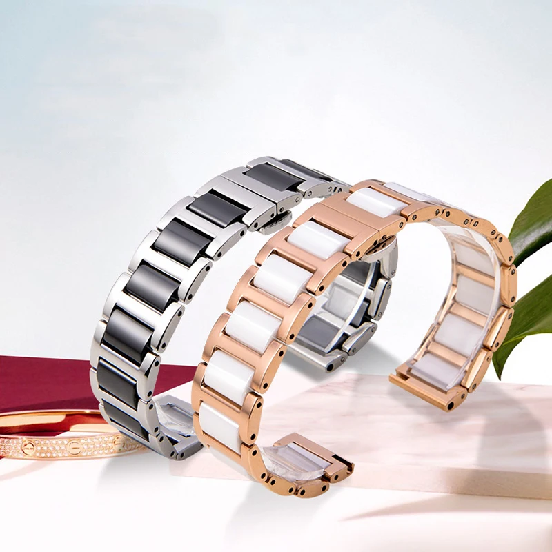 

Ceramic Strap Between Stainless Steel Universal 20mm 22mm Strap For Samsung Galaxy Watch 4/5/6 42mm 44mm Smartwatch Accessories