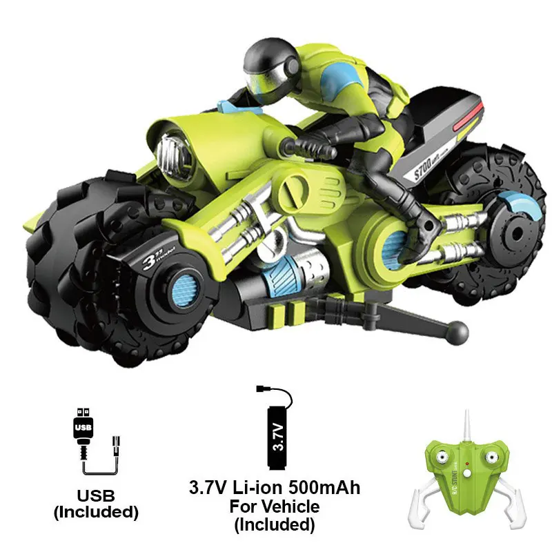 RC Motorcycle Stunt Drift Remote Control Motorbike High Speed 360° Rotation With LED Light Electronic Rechargeable Off-Road Car 2