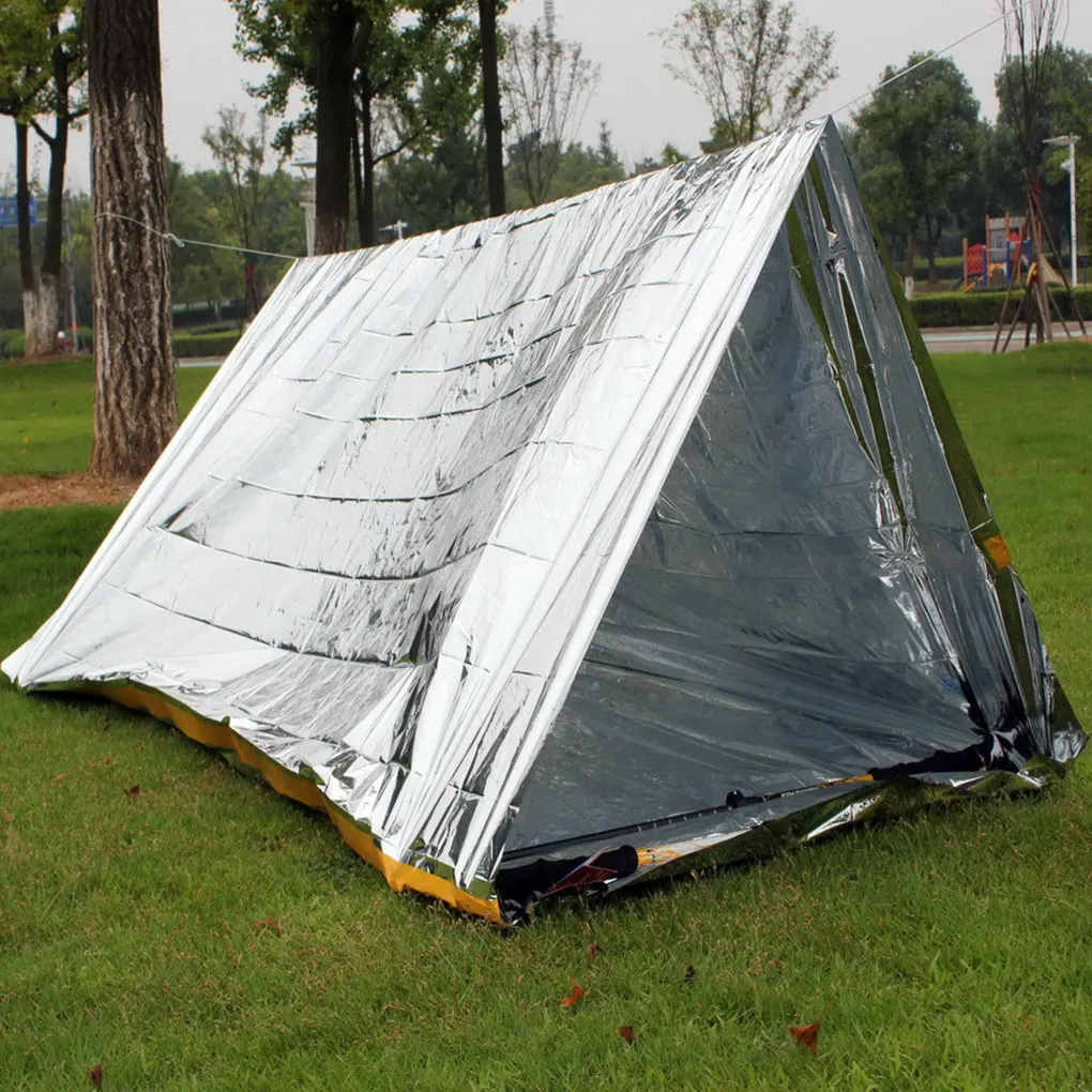 Tenda di emergenza portatile campeggio esterno coperta di emergenza sacco a pelo impermeabile isolamento termico sopravvivenza salvataggio riparo temporaneo