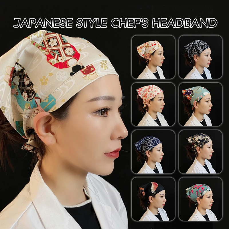 Japanese Chef Hat Kitchen Restaurant Waiter Sushi Caps Cuisine Cook Headscarf  Food Service Work Uniform Cap Pirate Hat factory work cap dust proof face protection sweat absorbing breathable food net cap restaurant kitchen chef waiter work hat