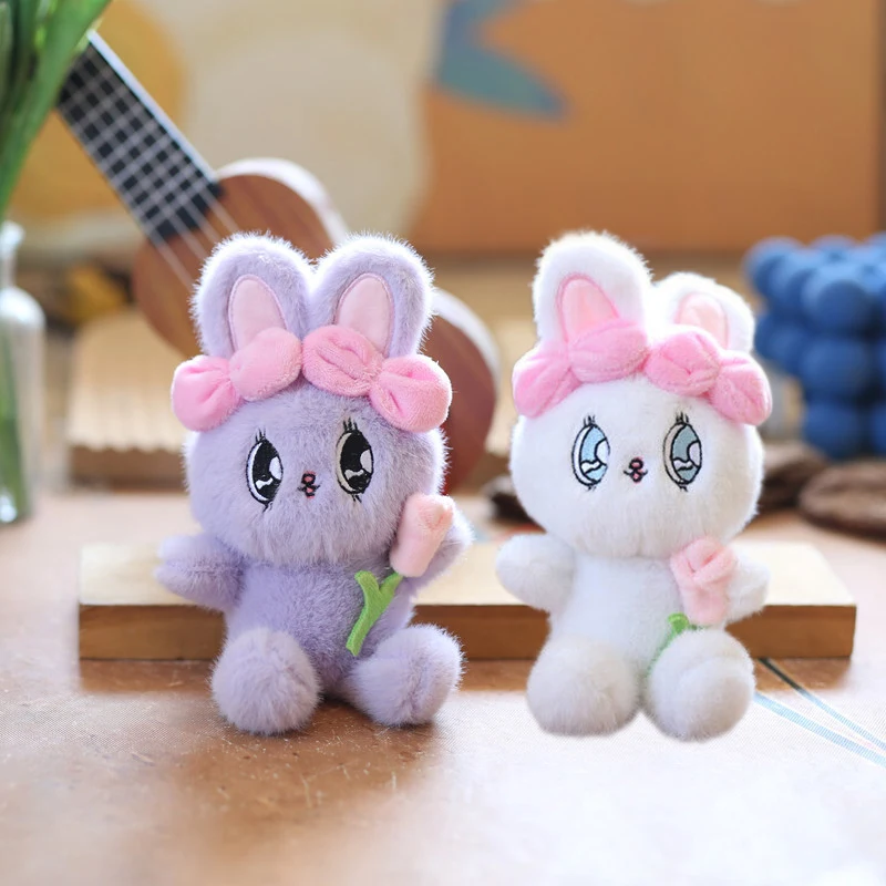 1PC Soft Animal Plush Rabbit Key Ring Cute Stuffed Doll Toy Esther Bunny Keychain Bag Pendant Lovely Kids Girl Birthyday Gift 4