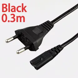 Universal EU Power Cable Cord IEC C7 2 - Pin AC Extension Cable (Black 0.3m)