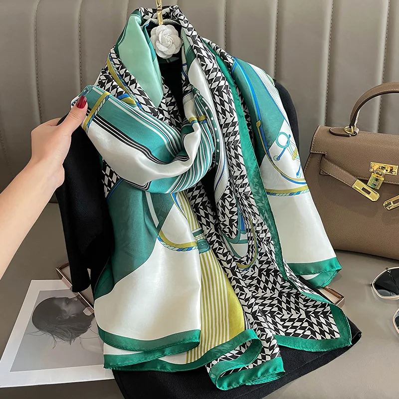 2023 Luxury Brand Women Silk Scarf Beach Shawl Echarpe Summer Wrap Designer scarves female beach