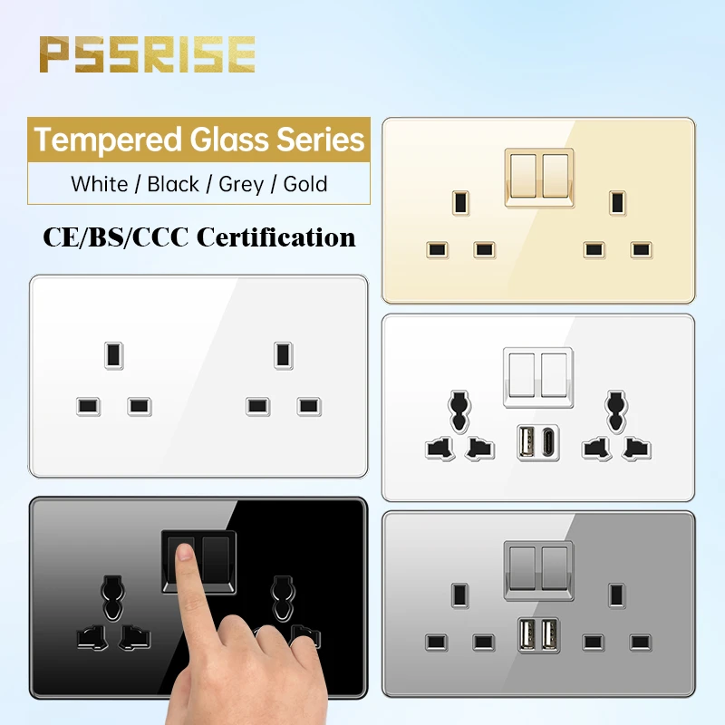 Tempered Glass Wall Switch Socket Electrical Sockets Switches Uk