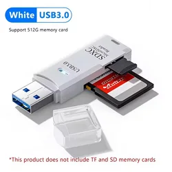 Dual USB Card Reader and Adapter - High Speed Memory Card Accessory (White3.0)