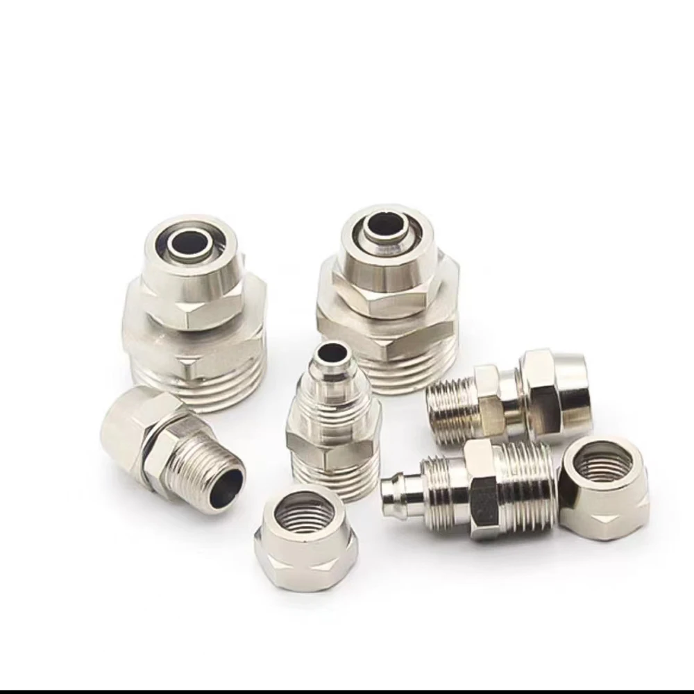 neumatic Connector Quick Screw Adapter Copper Nickel Plating PC4 6 8 10 12mm Fast Twist Joint Male Thread 1/8 1/4 Hose FIittings