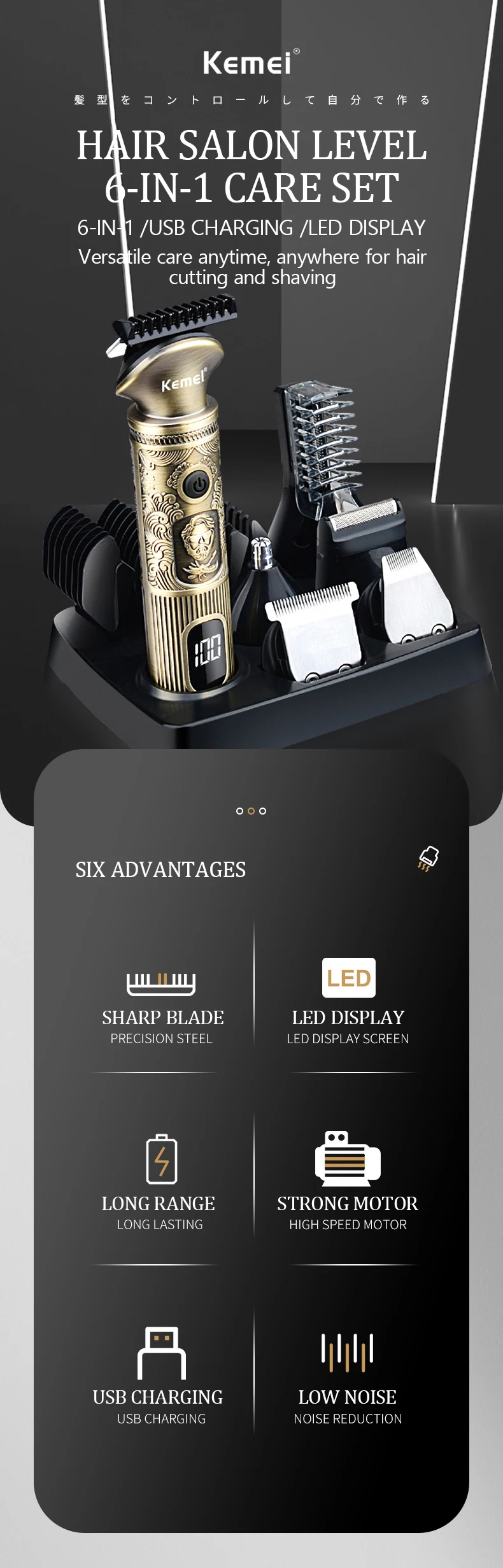 Description Picture 2 of itemKemei KM-1637 Personalized Hair Clipper Set Multi-function LCD Display Hair Clipper Beauty Set Hair Clipper Set