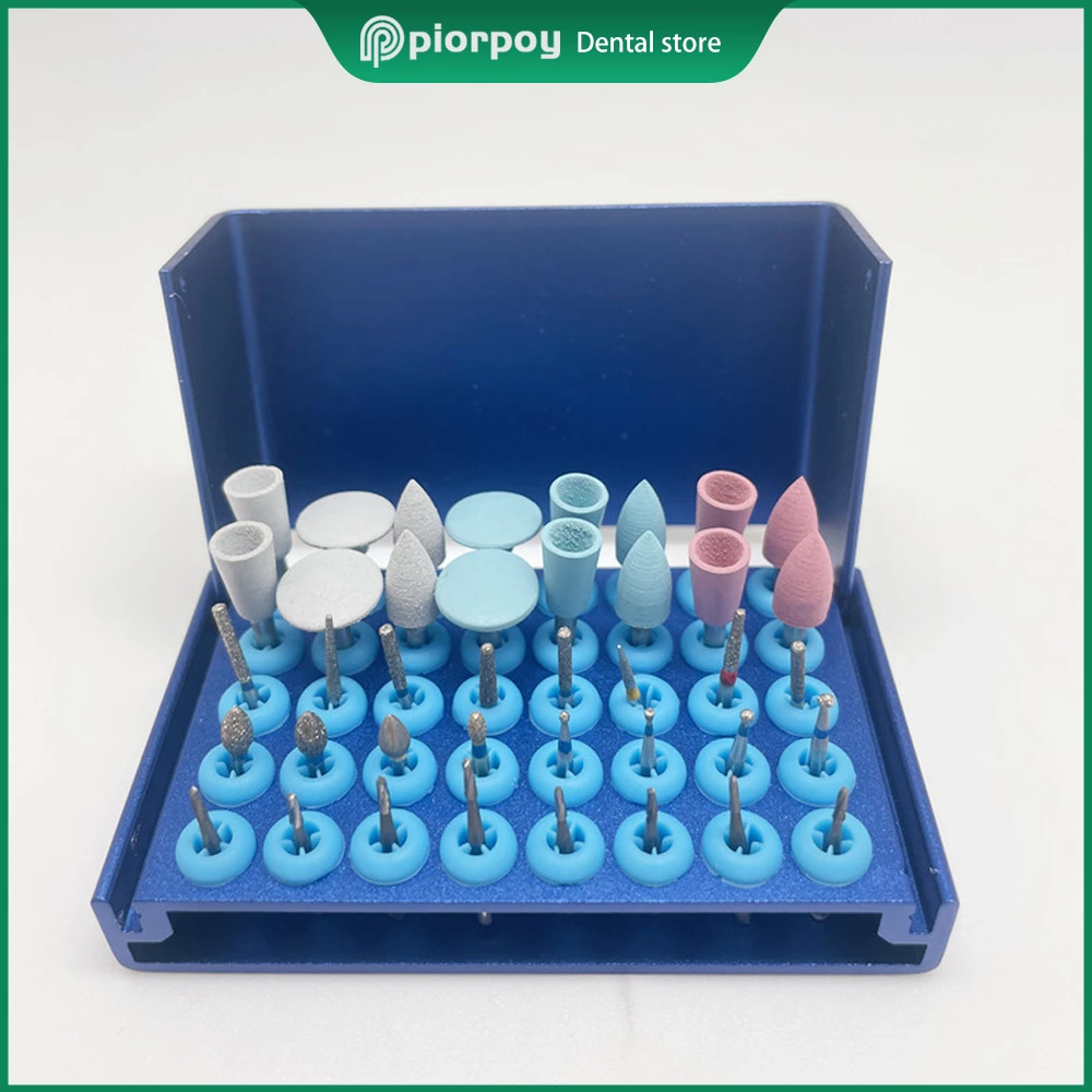 PIORPOY 40 Holes Dental Disinfection Box Dentistry Bur Holder Stand