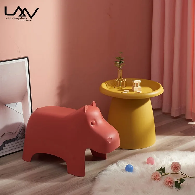 Fun Children Furniture Set Comfortable Colorful Plastic Hippo Kids' Chair Stool Used In Living Room Bedroom