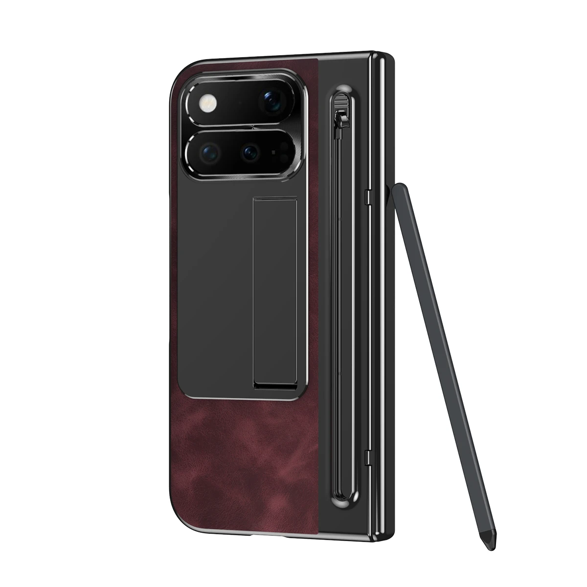 Leather Foldable Phone Case with Pen Slot & Hinge Protection - Shockproof Cover