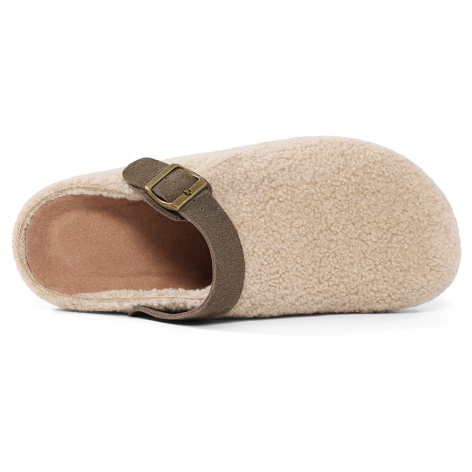 Women's Fluffy Slippers With Arch Support And Adjustable Buckle_voghion.com