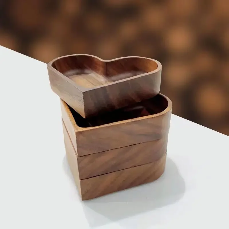 New Candy Solid Wood Tray Stackable Dried Fruit Box Solid Fruit Tray Creative Walnut Tray Love shaped Candy Box Whole Wood lijia
