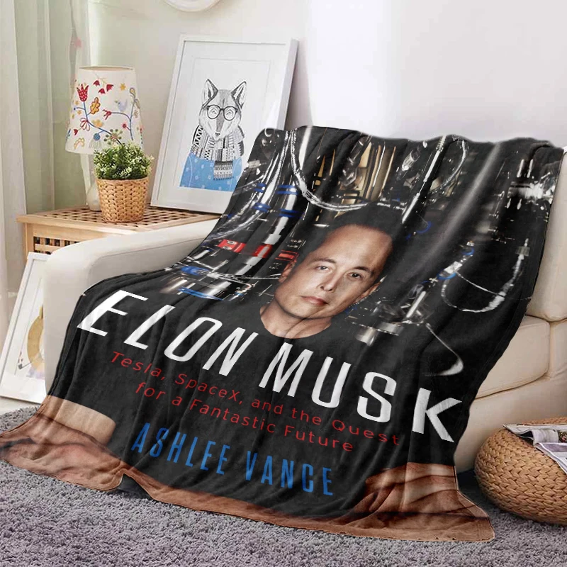 130x150cm Elon Musk American Flag Engineer Blanket Fashionable Printed Roundt Throw Blanket Bed Blanket Anti-Static Fuzzy Soft 5