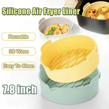 Round Silicone Air Fryers Liner Oven Baking Tray Air Fryer Silicone Pot Reusable Replacement Grill Pan Kitchen Accessories 1