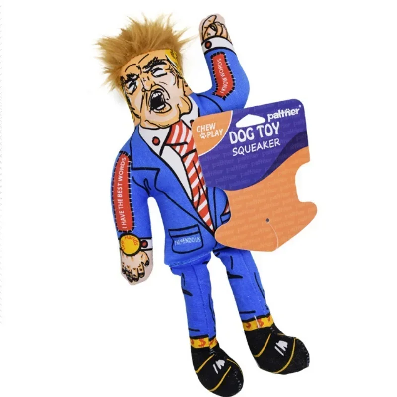 Donald Trump Political Parody Novelty Durable Dog Chew Toy with Squeaker bite resistant pet toys durable plush Squeak Dog Toys 2