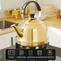 Bouilloire à sifflet en acier inoxydable épaissi, grande capacité, 2L, 4L, pot à soupe ajouté au restaurant, bouilloire à thé, eau bouillante 2