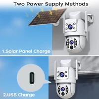 JOOAN 4K caméra de sécurité solaire sans fil extérieure double objectif caméra IP solaire PIR détection humaine Vision nocturne batterie caméra de vidéosurveillance 3