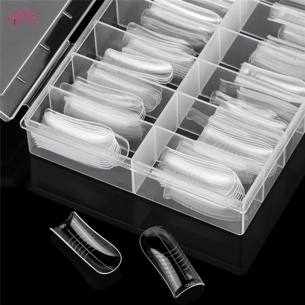 BNG 140 Stück obere Formen für Nagelverlängerungen, elegantes, quadratisches Dual-Formen-Nägel, UV-Gel-Nagellack, schnelle Gebäudeform, wiederverwendbare Nagelform – Detail 2