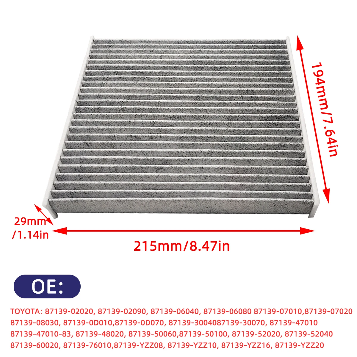 Car Cabin Air Filter For Toyota RAV4 2006- Auto Filters Carbon Fiber P3875WS 80219-SHJ-A01 80292-SDA-407 80292-SDA
