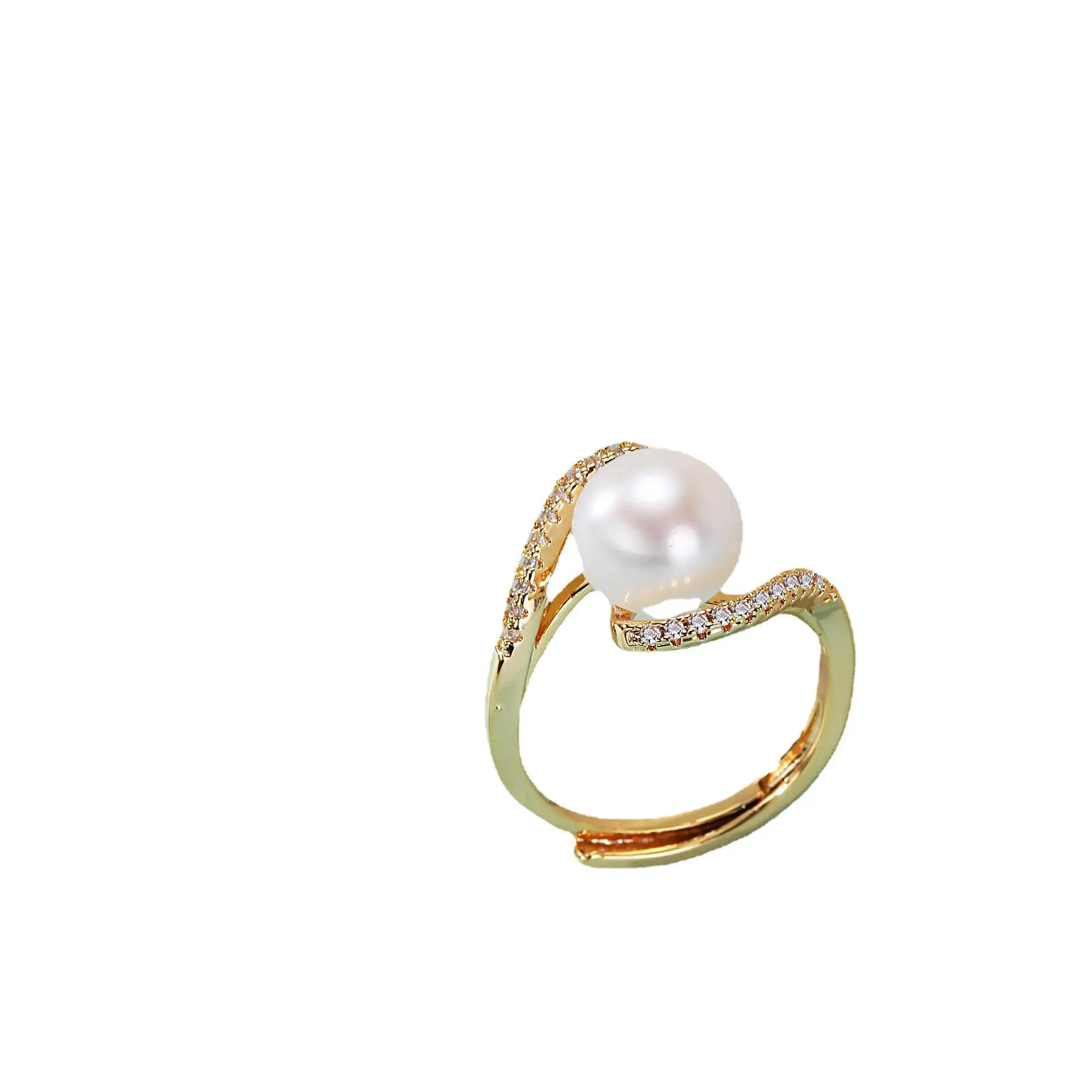 Real 14k Gold Jewelry Real Gold Balance Bar Natural Pearl Rings Women Luxury Femme Wedding Ring Bague Japanese Fine Jewelry Gift - 4