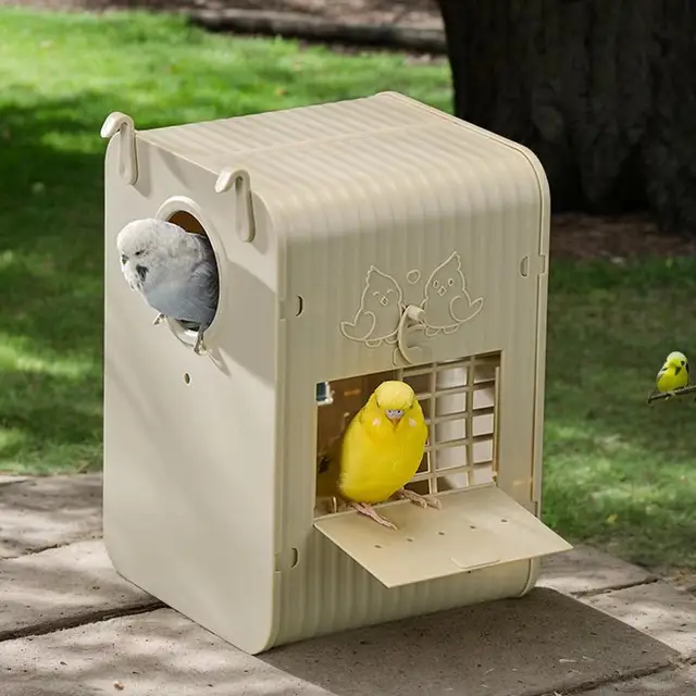 Bird House For Cage Conure Nesting Box Visual Spacious Parrot Shelter Built-in Ladder For Nature Conservation Sparrow Feeding 5