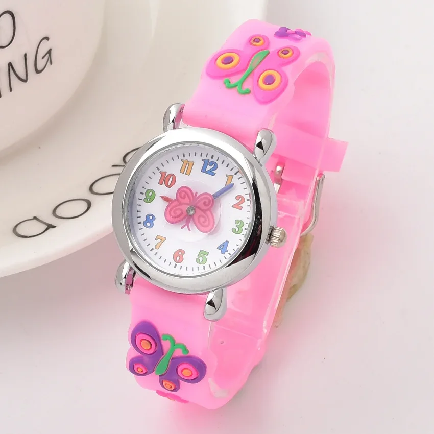 Boys and Girls with Children Cute Fashion Butterfly Rubber Quartz Watch Students Watch Colorful Tape Boy Girl Student Gift Watch 4