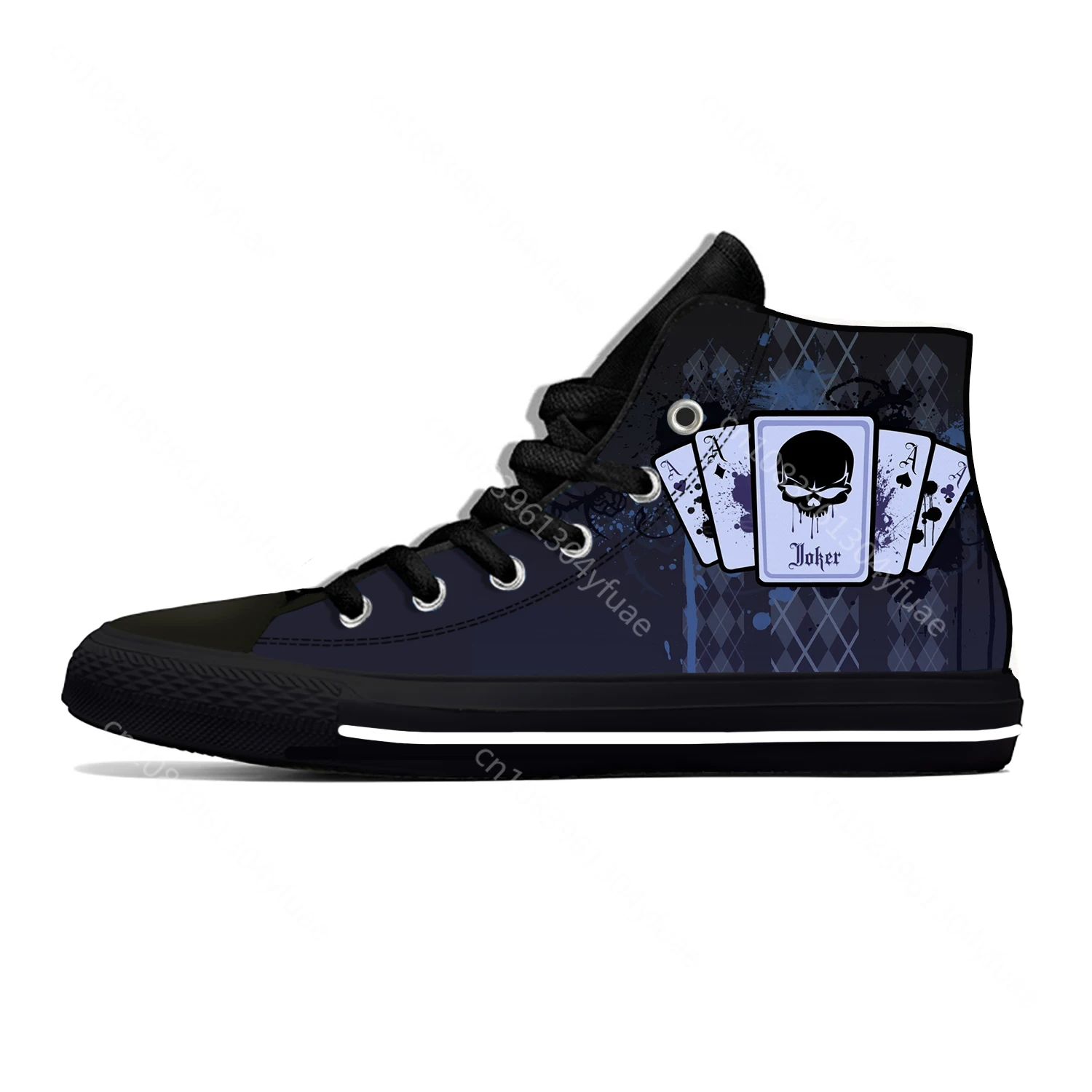 Hot Grim Reaper Death Skull Poker Skeleton Horror Casual Cloth Shoes High Top Lightweight Breathable 3D Print Men Women Sneakers 5