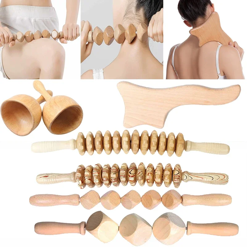 Wooden Lymphatic Drainage Wood Therapy Massage Tools maderoterapia Colombiana Anti Cellulite,Roller Lymphatic Drainage