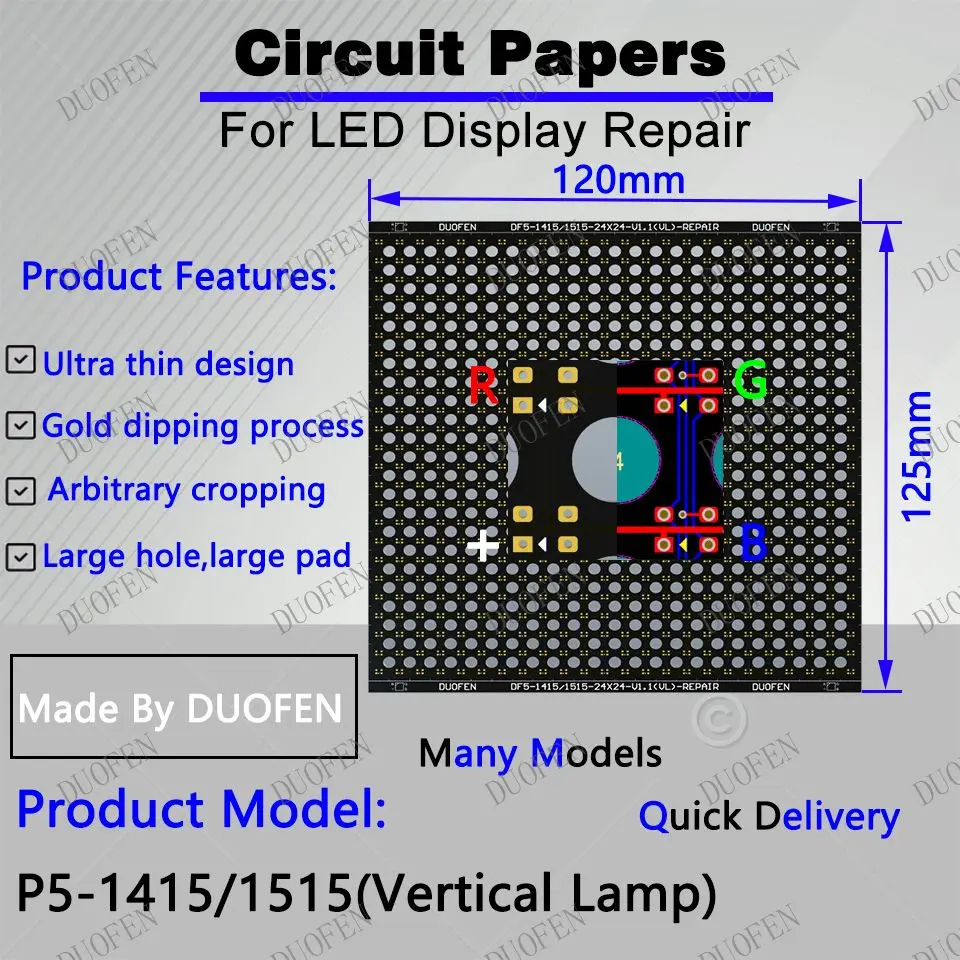 P5-1415-1515（VL） Circuit Paper，Vertical lamp which is usual，120X125mm ,Used for repairing damaged PCB pads