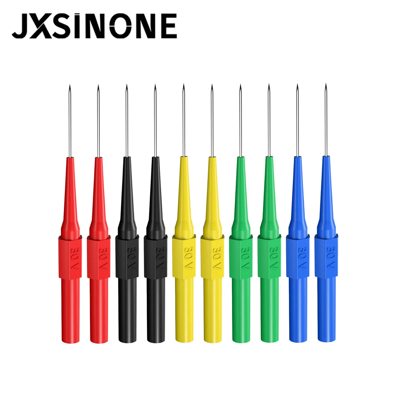 

JXSINONE P5007 10pcs Multimeter Test Probe Back Probes Insulation Piercing Needles with 4mm Socket Acupuncture Car Tool Kit 30V