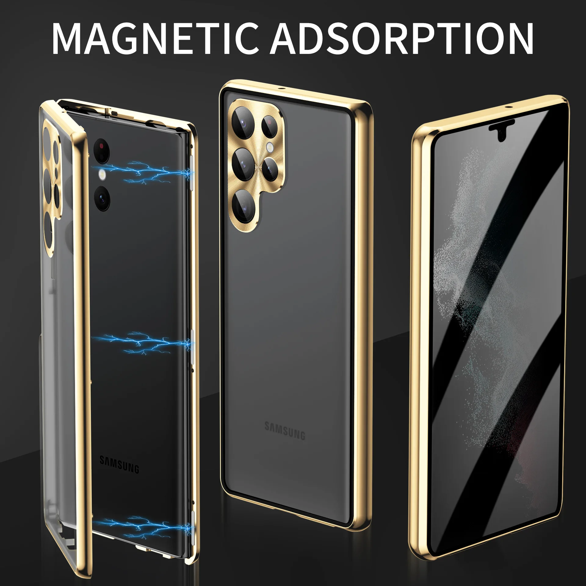 

Металлический магнитный чехол с полным стеклом 360 для Samsung Galaxy S23 Ultra Plus S23 Plus, чехол для телефона, защитный чехол для экрана камеры